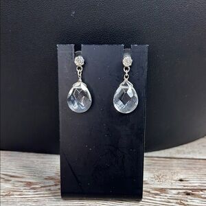 Elegant Glass Silver Drop Earrings